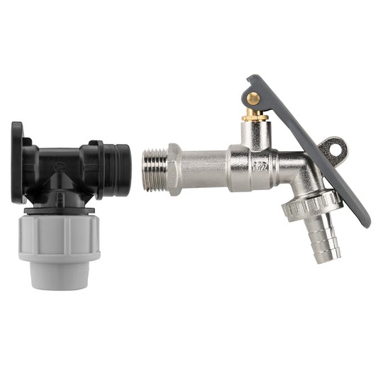 Wall Flange Kit 20mm MDPE - Lever Tap Hose Barb and Lever Lock