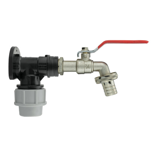 Wall Flange Kit 32mm MDPE + Lever Tap 3/4" Barb