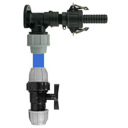 Wall Flange Kit 32mm MDPE + 32mm MDPE Valve + 3/4" Camlock Type F+C
