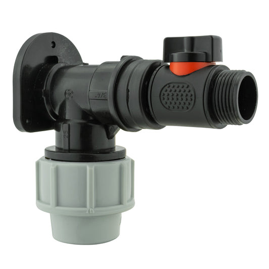 Wall Flange Kit 32mm MDPE + In-Line Valve