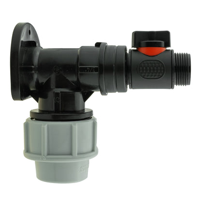 Wall Flange Kit 32mm MDPE + In-Line Valve