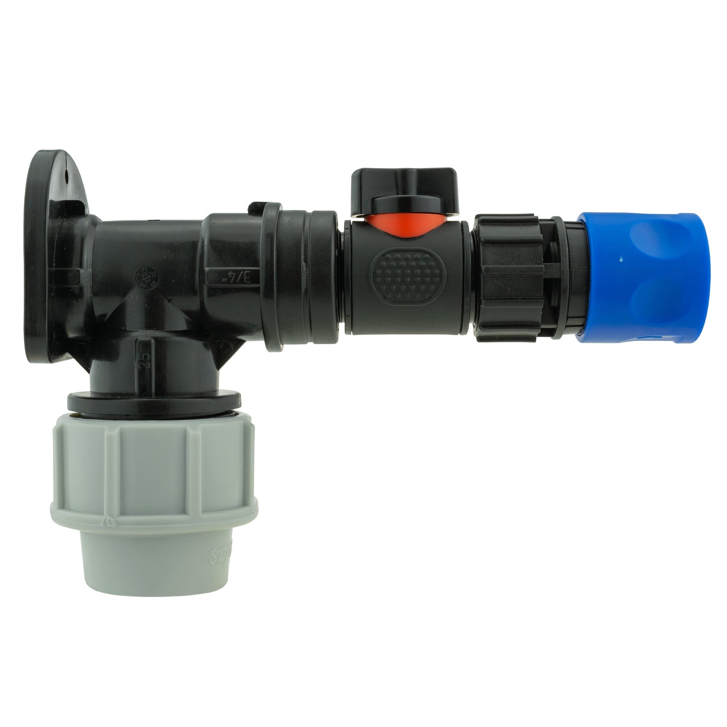 Wall Flange Kit 32mm MDPE + In-Line Valve & Female Quick Connector