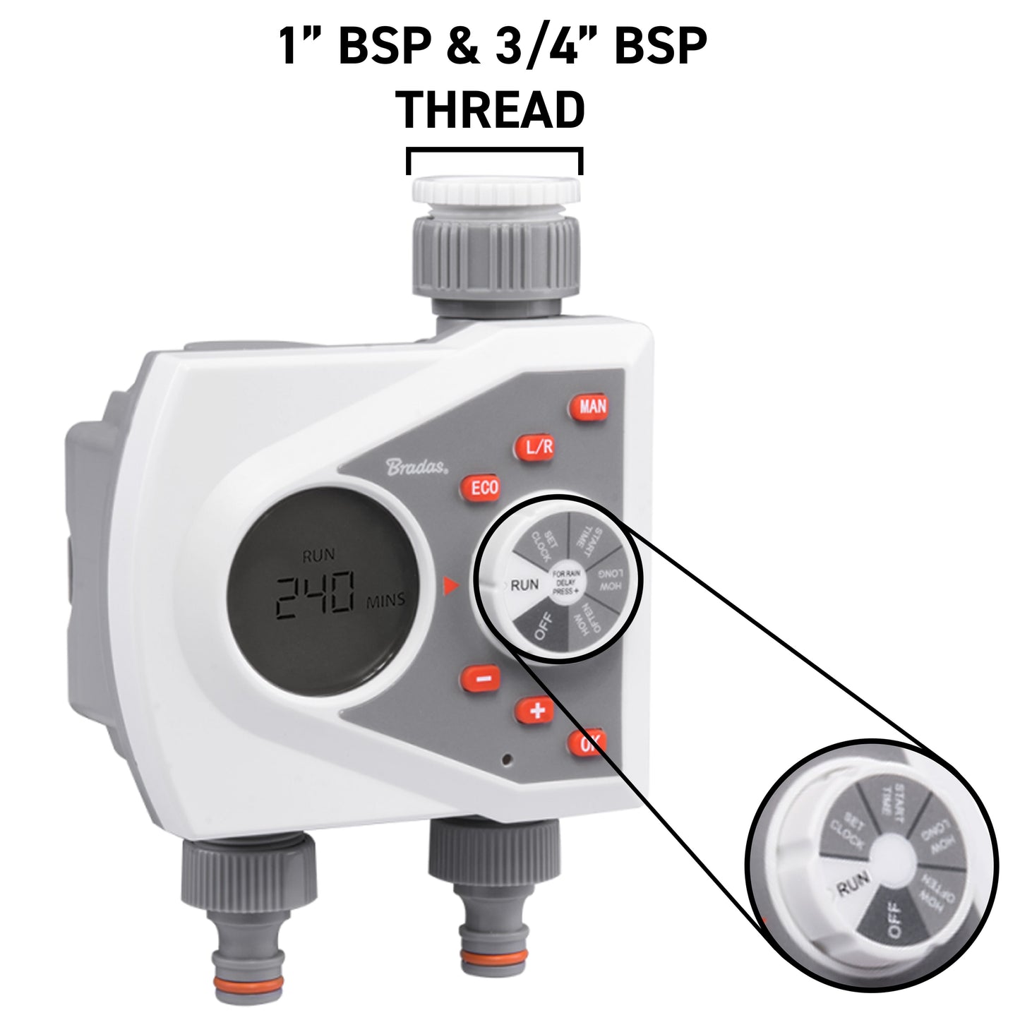 White Line 2-Way Electronic Control Water Timer