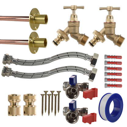 Brass Quick Connect Bib Tap STANDARD Connection Kit x2
