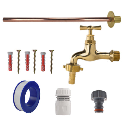 Polished Brass 13mm Barb Tap BASIC Connection Kit