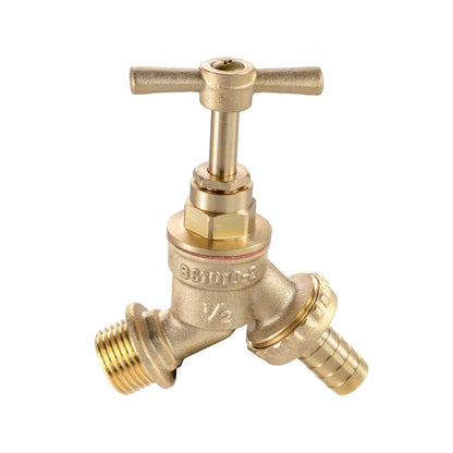 Brass Bib Tap 1/2" Barb with MDPE Tee 20mm - 1/2 " BSPF