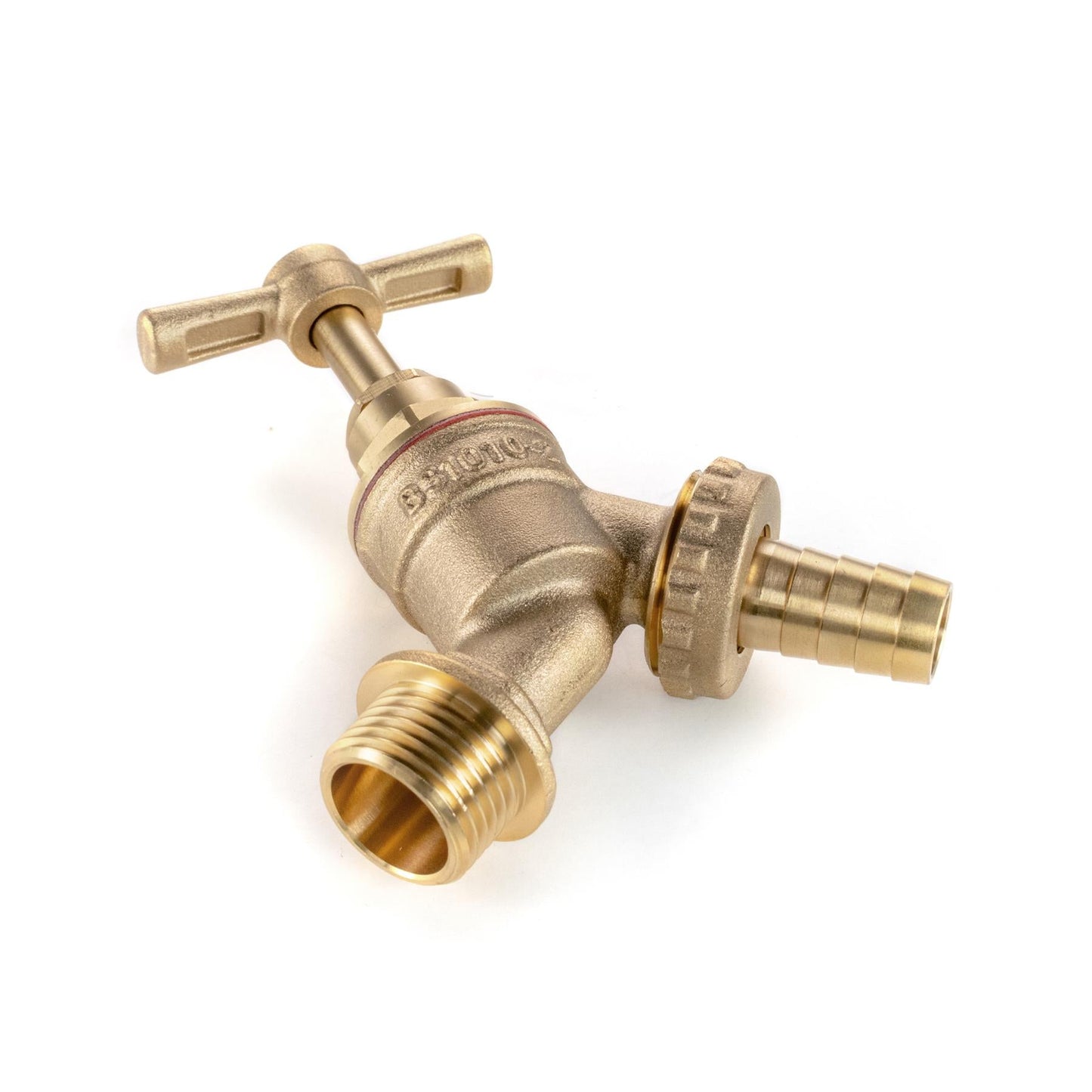 Brass Bib Tap 3/4" Barb with MDPE Tee 25mm - 3/4" BSPF