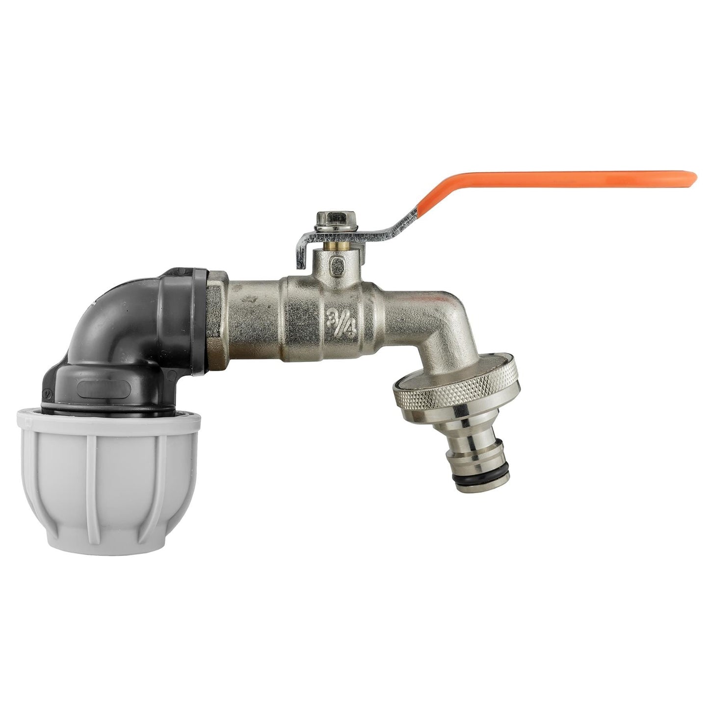 Garden Lever Tap 3/4 BSPM to Quick Connect + Elbow MDPE 25mm