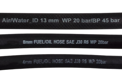 Rubber 10mm Braided Fuel, Oil Hose SAE J30 R6