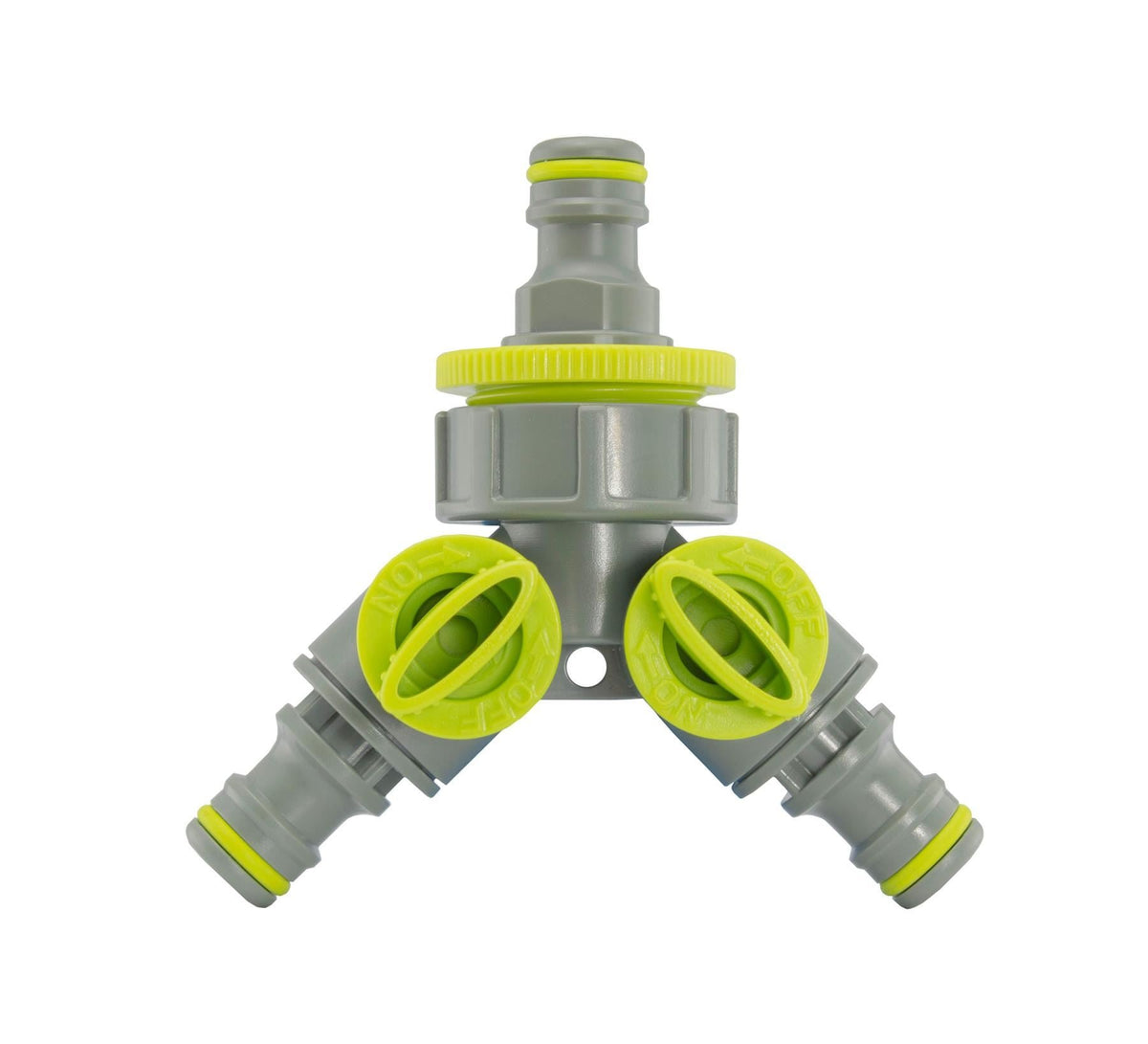 2-Way Tap Splitter Connector with 3 x Quick Connect Outlets (Lime)