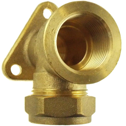 15mm Brass Wall Flange Kit with Garden Bib Double Tap Black/Blue and PTFE Tape Kit