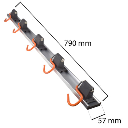 Wall Mount Tool Rack Rail with 5 x S Hanging Hooks