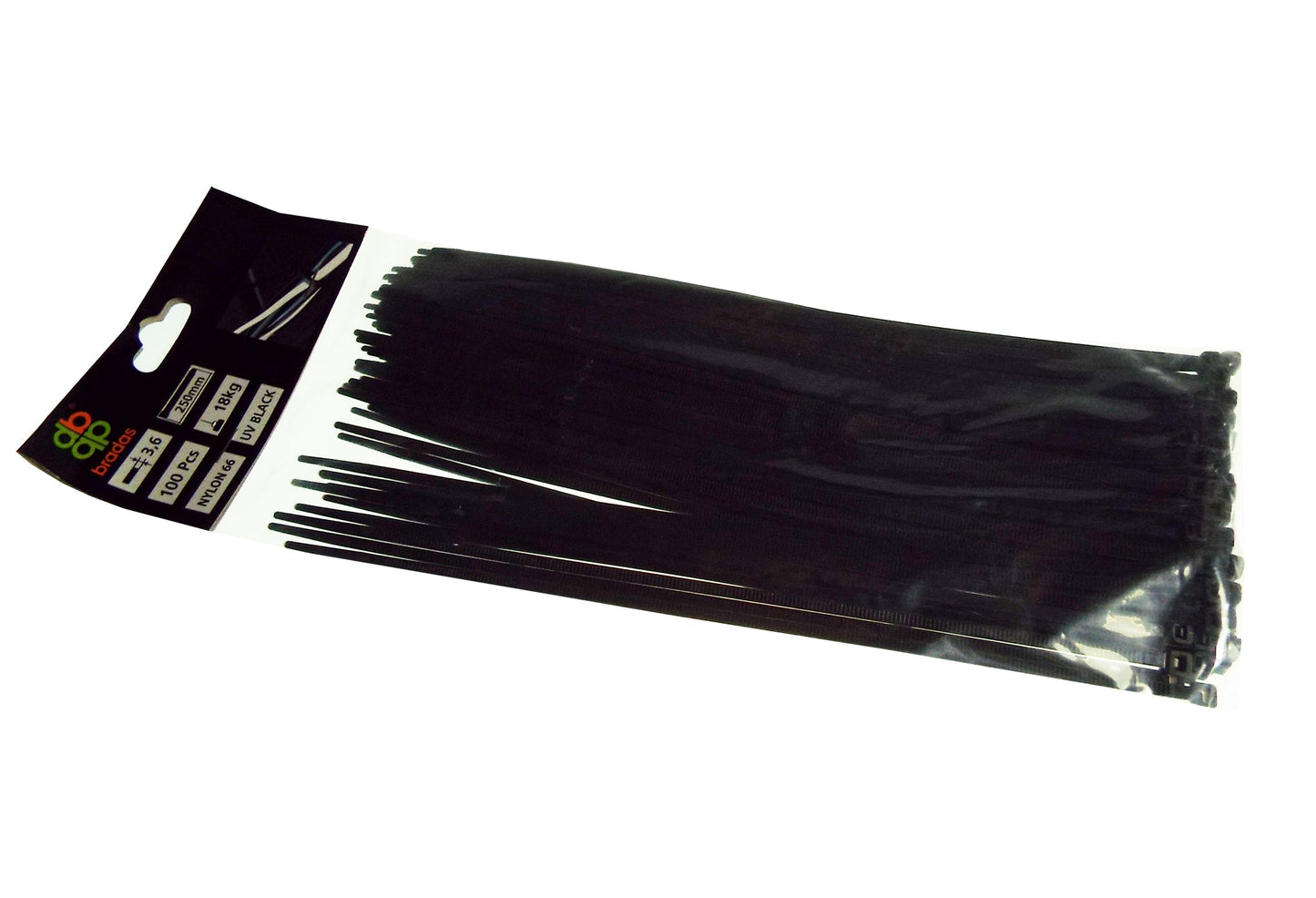100 Cable Ties (4.8mm x 350mm) Black