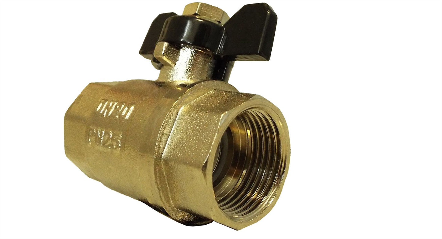 Butterfly Bib Valve 1/2" BSPF with Brass 13mm Barb and Geka Type Outlet