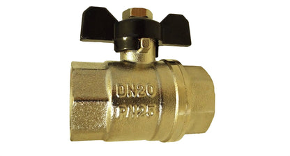 Butterfly Bib Valve 1/2" BSPF-F with 2 x Brass Straight 13mm Barbed Fittings