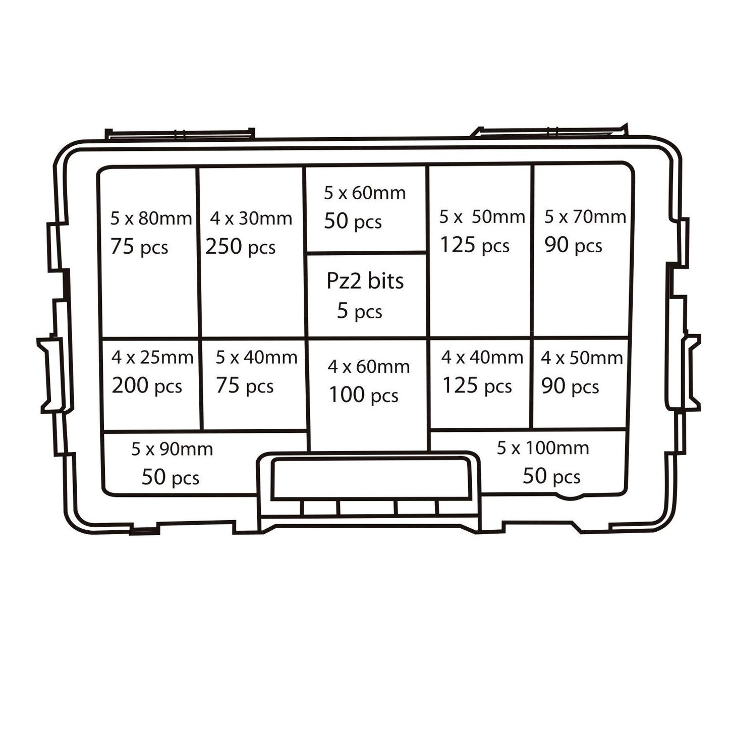 Twister Screws MultiBox 1,280 Piece Zinc-Coated Wood Screws