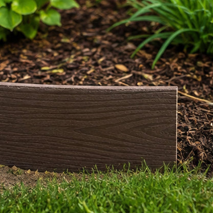 Lawn Edging Heavy Duty Wood Effect 78mm High, 2.8mm Thick, 10 Metre Roll