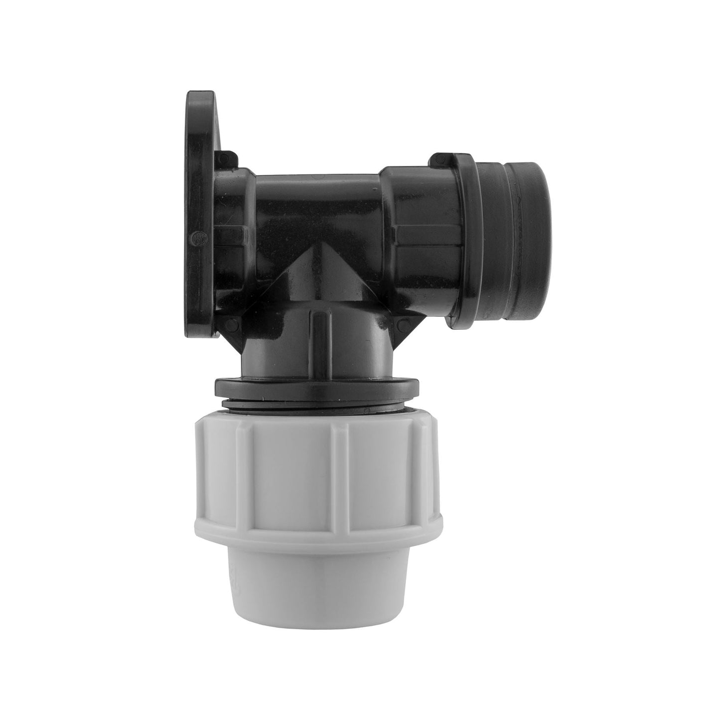 25mm MDPE Wall Flange with Nylon Tap Barb/Quick Connect and PTFE Tape