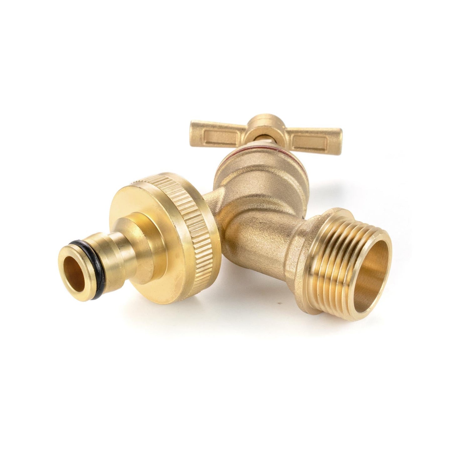Brass Bib Tap Quick Connect with MDPE Tee 25mm - 3/4" BSPF