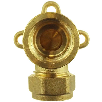 15mm Brass Wall Flange Kit with Garden Bib Double Tap Black/Blue and PTFE Tape Kit