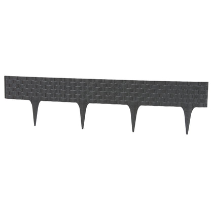 Lawn Edging, Plastic Palisade Rattan Effect, 2.4m, Deep Grey