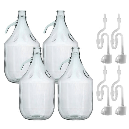 Glass Demijohn 5L 4 Pack Plain With Airlock & Bung
