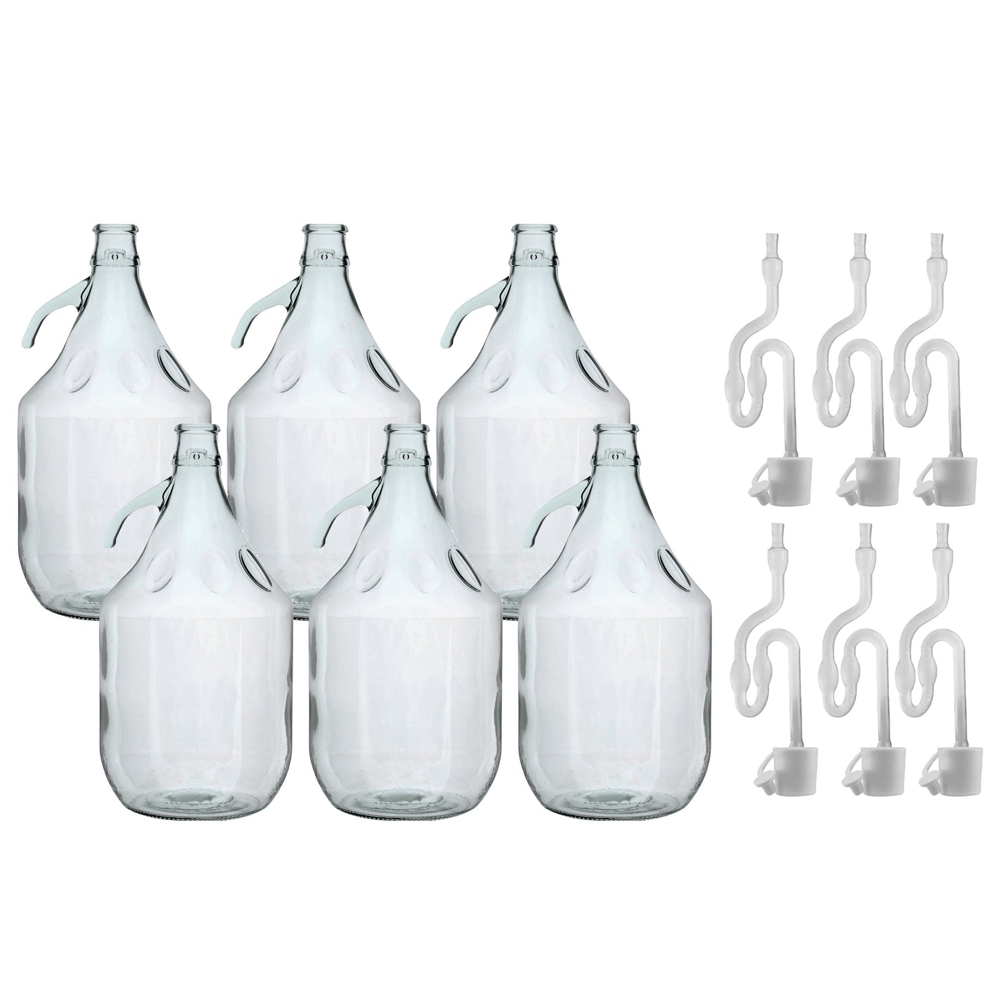 Glass Demijohn 5L 6 Pack Plain With Airlock & Bung