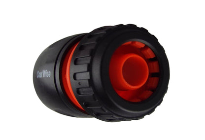 2-Way Tap Connector Snap-On Outlet Metal Black/Orange + 2 x Hose Connectors