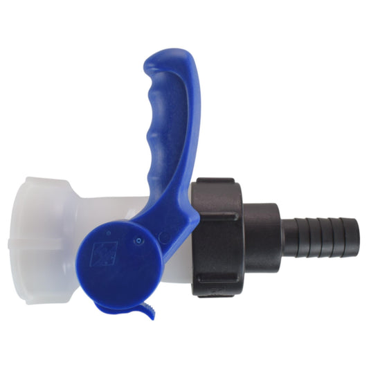 IBC 2" S60X6 Thread Valve with S60X6 to 1" Hose Tail
