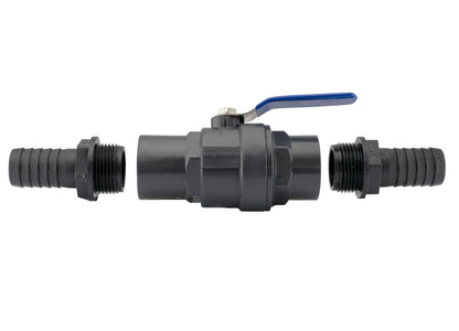 1.25" BSPF PP Stopcock with Stainless Steel Ball Valve 40mm Barb Ends