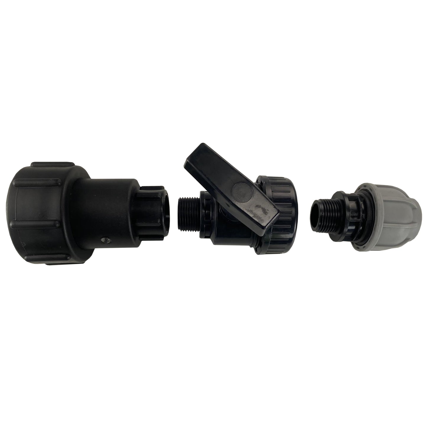 Swivel IBC Extender + Valve + 20mm MDPE Straight