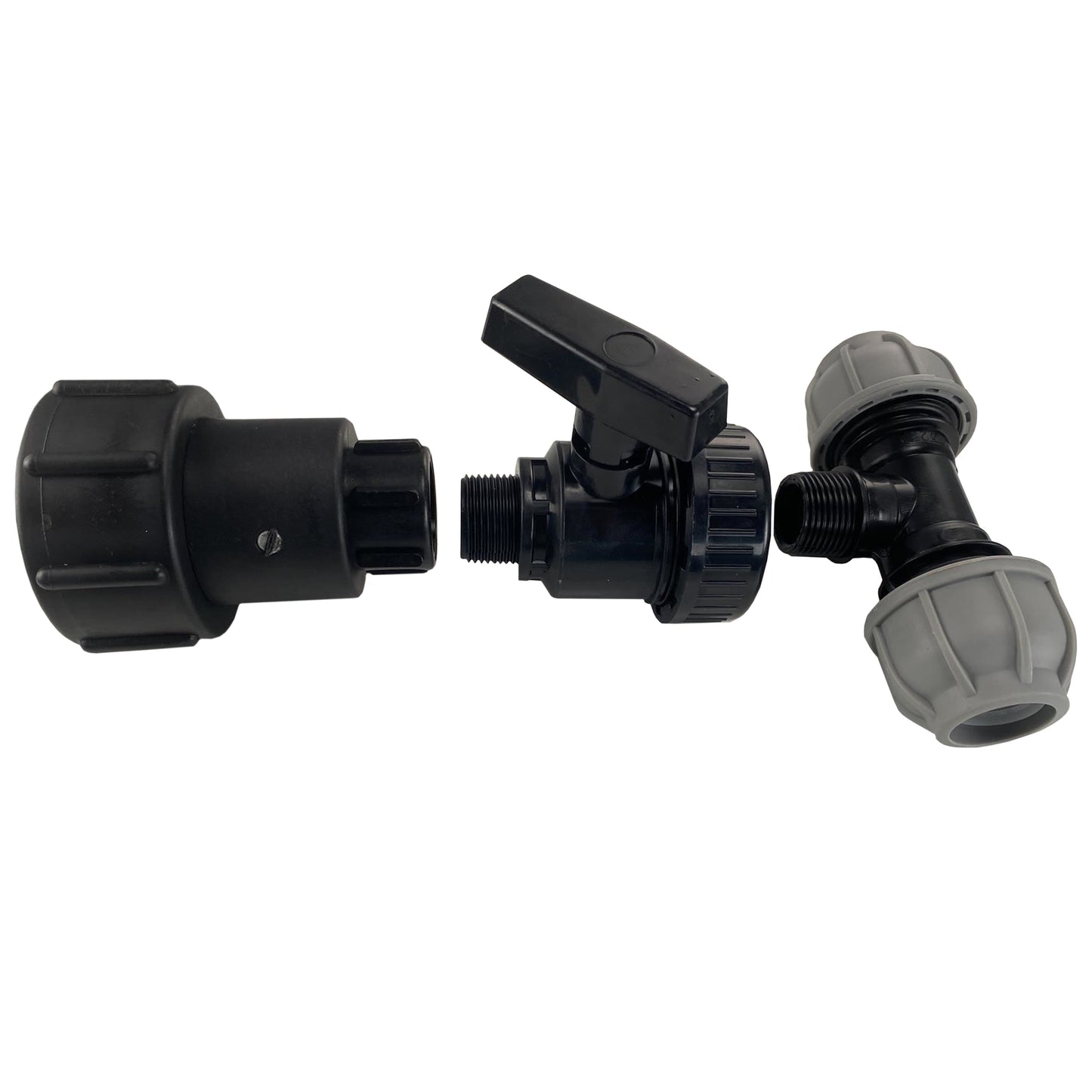 Swivel IBC Extender + Valve + MDPE 32mm Tee