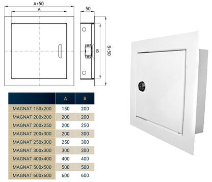 Access Panel Door Metal With Lock, White 500mm x 500mm