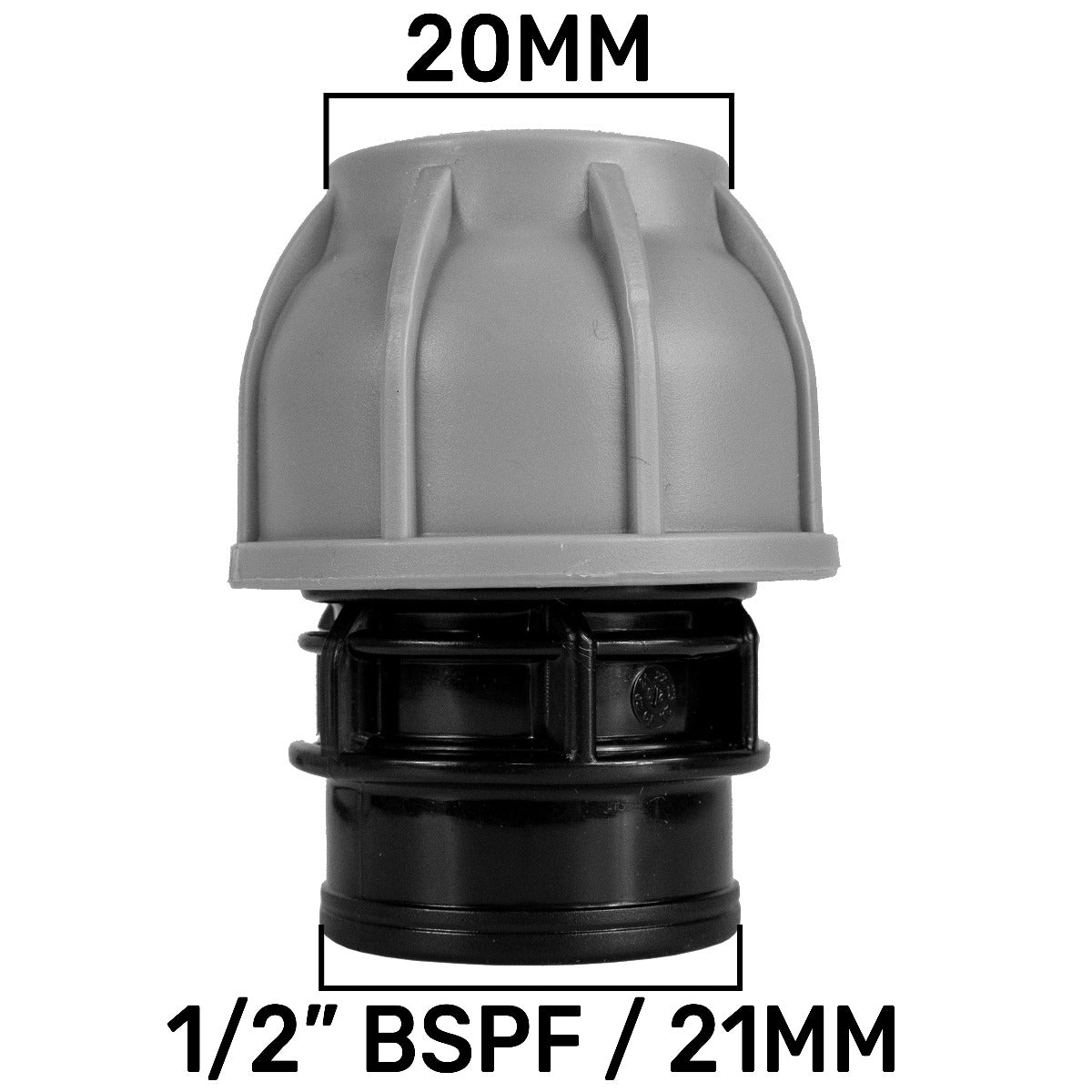 Brass Compression 15mm Straight with 20mm MDPE Straight