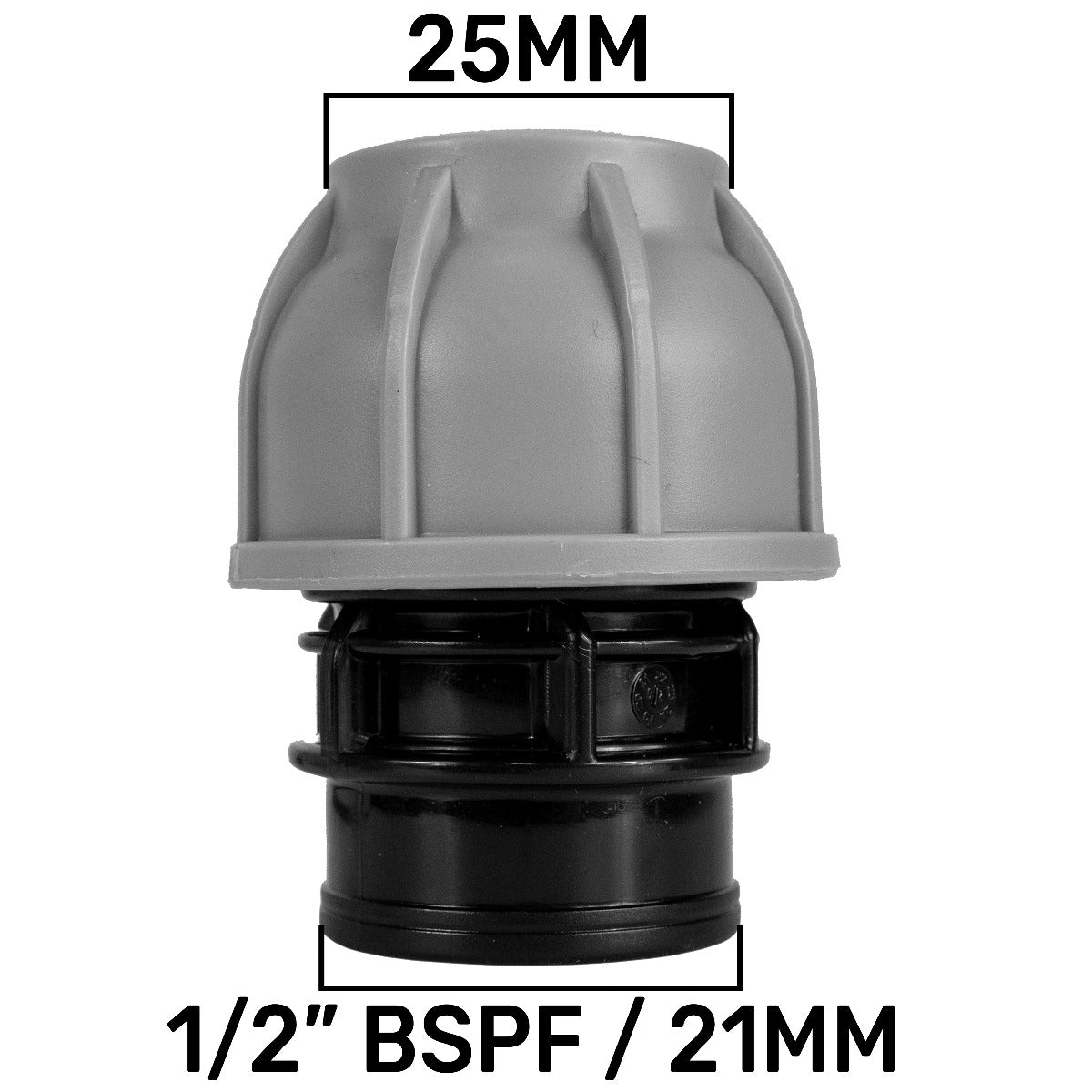 Brass Compression 15mm Straight with 25mm MDPE Straight