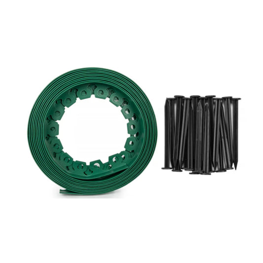 Lawn Border Set, Easy Border 50mm Green 10m with Pegs