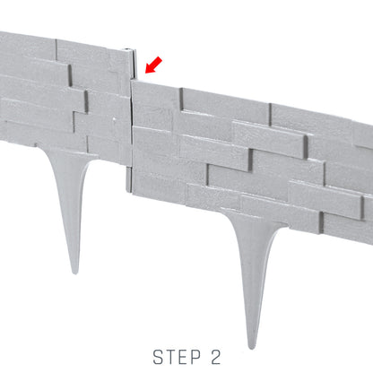 Lawn Edging, Plastic Palisade Slate Effect, 2.38m, Gray