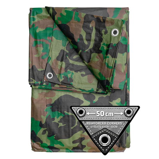Camouflage M-Grade Tarpaulin 1.5m x 2m