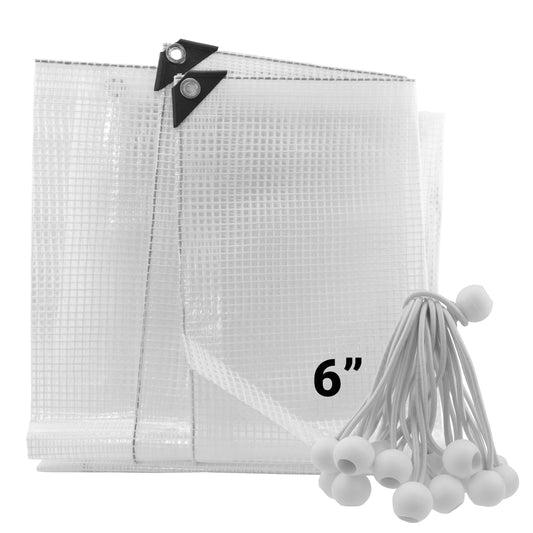 Clear M-Grade Tarpaulin with 20 x 6" Bungee Balls (White)