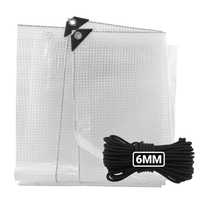 Clear M-Grade Tarpaulin with 10 Metres of 6mm Bungee Rope