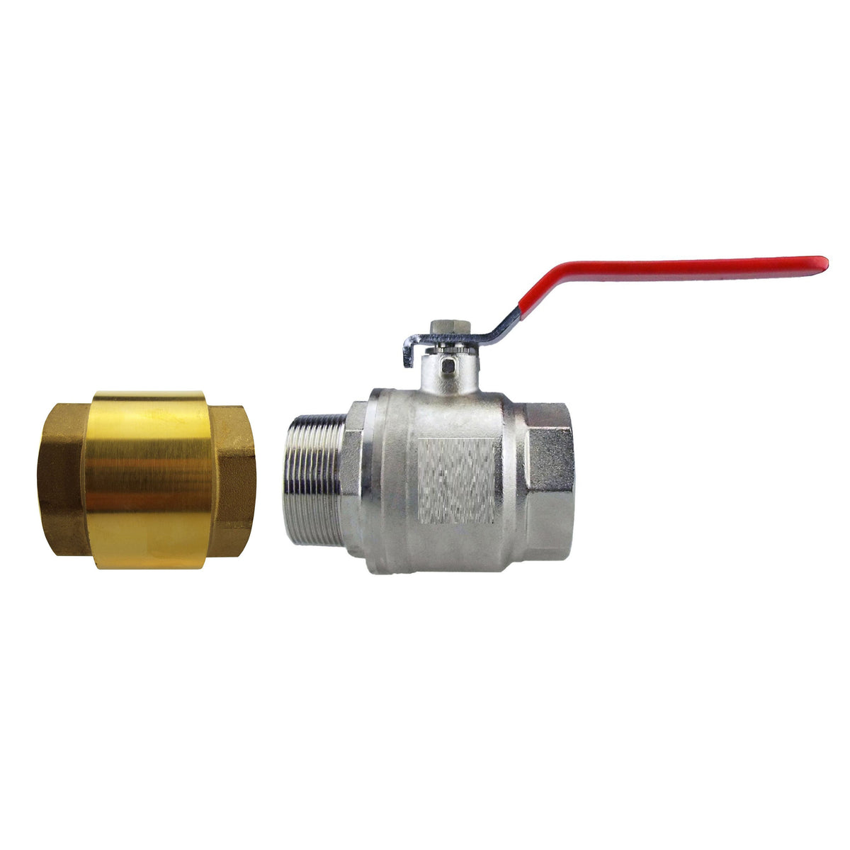 1/2" BSP Brass Nickel-Plated Lever Valve with Brass Spring Check Valve