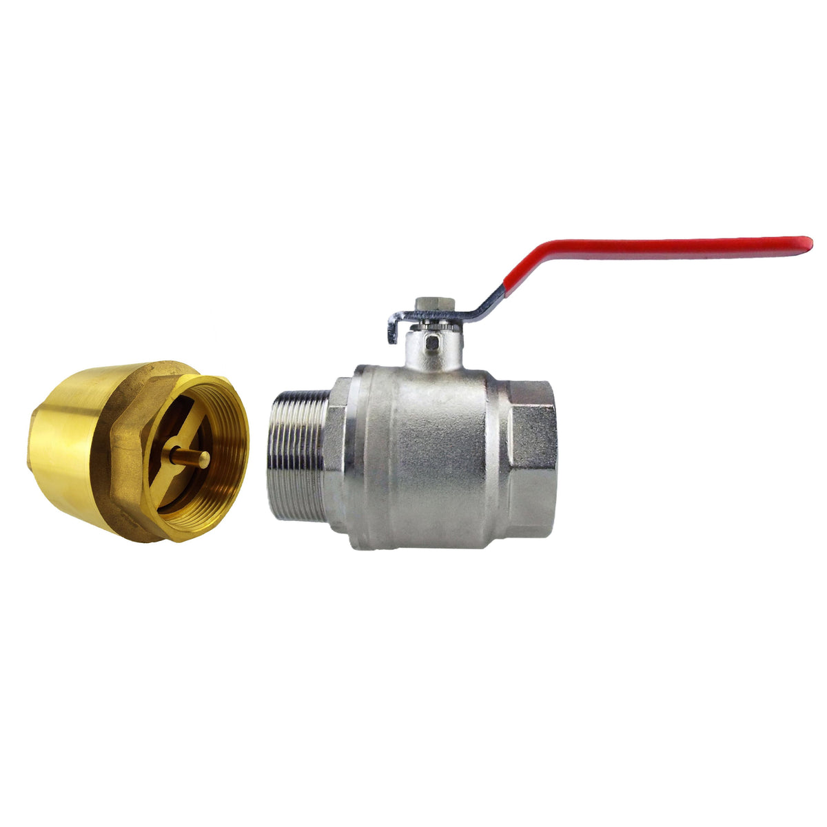 1/2" BSP Brass Nickel-Plated Lever Valve with Brass Spring Check Valve