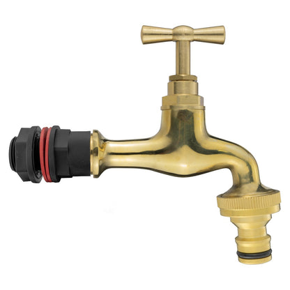 Water Butts Kit 1/2" With Polish Brass Tap & Snap On Connector